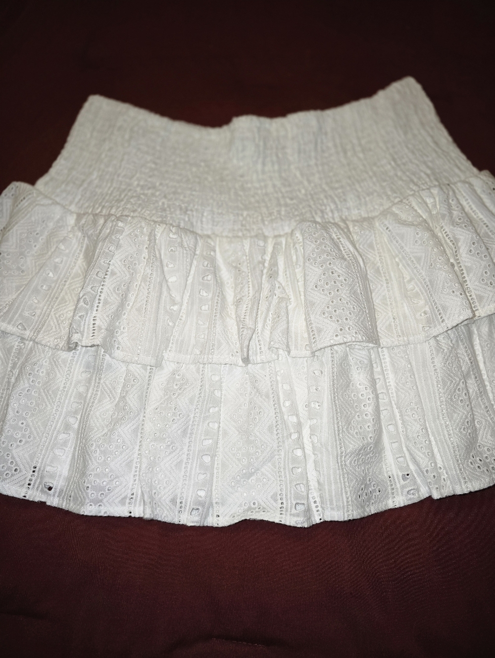 Choosy Women's White Eyelet Tiered Mini Skirt 12